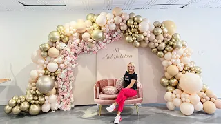 Flowers and balloons Birthday setup | Trio Arch Backdrops