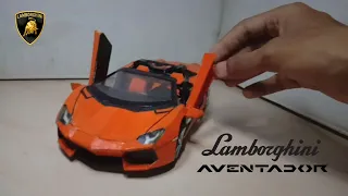 How to make Car from cardboard||Lamborghini Aventador Roadster||#woodcarvinglamborghini #woodenlambo