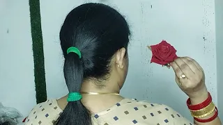 🌹Juda Hairstyle For Women For Silk Saree! Wedding low bun hairstyles for long hair with rubber band