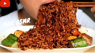 ASMR Eating Sounds | Korean Fire Noodles & Jajangmyeon (Sticky Chewy Eating Sound) | MAR ASMR