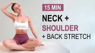 10 Min Stretches for Neck, Shoulder + Back Pain Relief | Deep Tension Relief Yoga Style | QUICK HELP