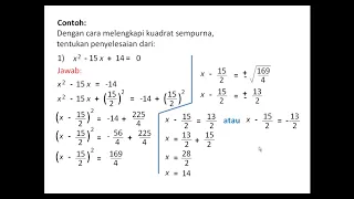 Persamaan Kuadrat - Bagian 2 (Menentukan Akar Persamaan Kuadrat dengan Melengkapi Kuadrat Sempurna)