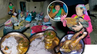 Local Chicken Soup Recip with Rice Cooking & Eating with guests || Dinner together in the village