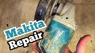 How to repair a faulty Makita DGA458 cordless grinder that keeps starting and stopping.