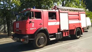 Firetruck KamAZ-43253 Engine 2 responding to call with siren