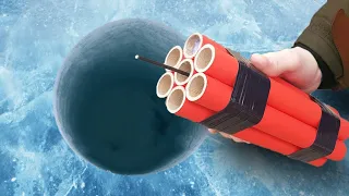 ICE HOLE EXPIREMENT : Big Rocket Under Ice