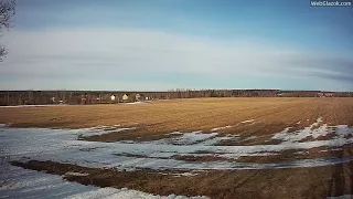 В поле тает снег, ускоренная съёмка (timelapse)