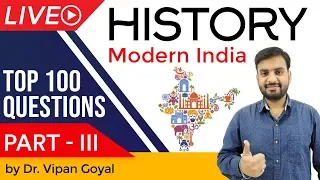 Modern Indian History | Top 100 MCQ for UPSC State PCS SSC CGL Railways by Dr Vipan Goyal | Part 3