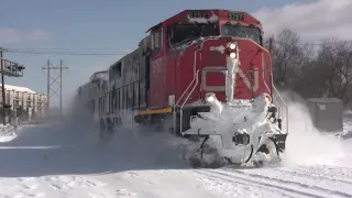 AWESOME POWERFUL SNOW PLOW TRAIN  TRAIN AGAINST SNOW