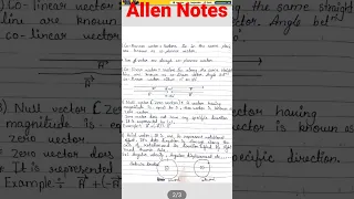 Allen Kota Class 11th Physics Chapter- Vector Lecture 2 Notes