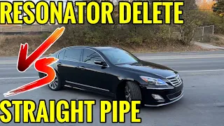 Hyundai Genesis 5.0L V8: Resonator Delete Vs Straight Pipe!