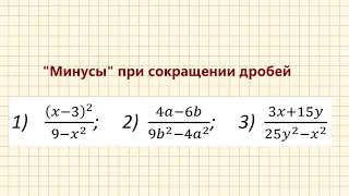 Минусы при сокращении дробей