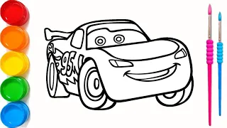 Drawing Lightning McQueen from Cars Cartoon Step by step for Beginners