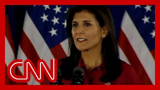 Haley speaks after CNN projects she will place third in Iowa
