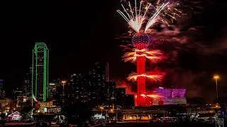 New Year's fireworks display at Reunion Tower in Dallas