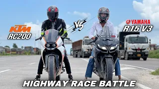 KTM Rc200 Vs Yamaha R15 v3 Drag Race🔥