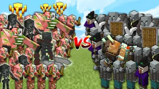 Extreme MINECRAFT RAID vs NETHER in Minecraft Mob Battle