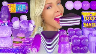 ASMR PURPLE DESSERTS, GRAPE KOOL AID, GRAPE MOCHI, CHRISTMAS CAKESICLE LAYERED JELLO CAKE MUKBANG 먹방