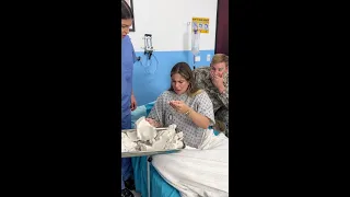 Military Husband homecoming surprises wife in the delivery room