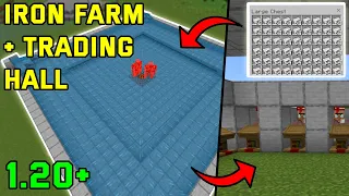 EASY Iron Farm + Trading hall in Minecraft 1.20+ (bedrock,mcpe,ps4,Xbox)