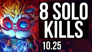 HEIMERDINGER vs FIORA (TOP) | 8 solo kills, 1700+ games, 2.0M mastery | KR Diamond | v10.25