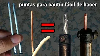 Como hacer puntas para cautín fácil ( clavo de acero y cable) soldador estaño