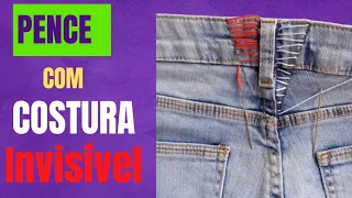 COMO FAZER PENCE EM CALÇA JEANS/  COSTURA À MÃO/ COMO APERTAR CALÇA JEANS DE FORMA INVISÍVEL.