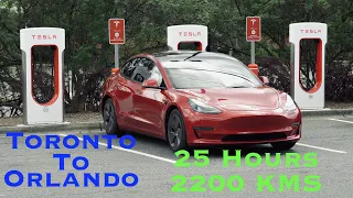 TORONTO - CANADA TO ORLANDO - USA ON 2022 TESLA MODEL 3 LONG RANGE | 2200 KM's / 1400 Miles