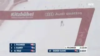 Didier Cuche wins the Kitzbühel downhill for the 5th time