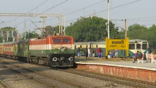 Colourful Train Overtaking EMU at Asaoti | Indian Railways