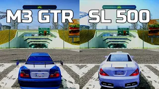 NFS Most Wanted: BMW M3 GTR vs Mercedes SL 500 - Drag Race