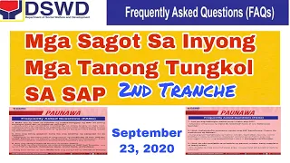 DSWD SAP UPDATE | FAQ's Mga Sagot Sa Inyong Mga Tanong Tungkol Sa SAP 2nd Tranche