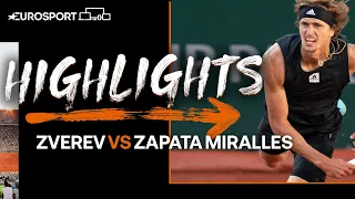 Zverev battles past Zapata Miralles in straight sets win to reach quarter-finals | Eurosport Tennis