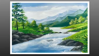 Landscape painting for beginners with poster colours