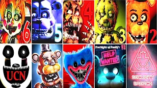 ALL FNAF 1 2 3 4 5 6 UCN SB All Jumpscares Simulator VS POPPY PLAYTIME *ALL JUMPSCARES*