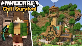 I Got Full Diamond Armor and Built a Mining Outpost! - Minecraft Chill Survival Let's Play