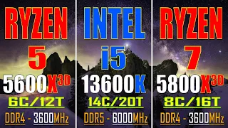 RYZEN 5 5600X3D vs INTEL i5 13600K vs RYZEN 7 5800X3D || PC GAMES TEST ||