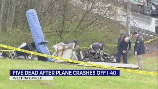 2 adults, 3 children dead after small plane crashes off I-40 in West Nashville