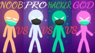 NOOB vs PRO vs HACKER vs GOD - stickman party - GAMEPLAY 2020 WALKTHROUGH - 4 players