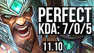 TRYNDAMERE vs SYLAS (TOP) | 7/0/5, 69% winrate, 6 solo kills, Godlike | KR Master | v11.10