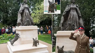 "Queen's 98th Birthday: First Memorial Statue Unveiled with Corgis"