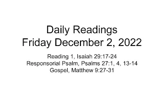 Daily Reading for Friday December 2, 2022