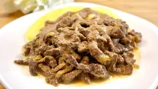 Beef LIVER with sour cream and onion. THE SECRET OF COOKING delicious and tender liver.