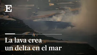 ERUPCIÓN LA PALMA | La LAVA del #VOLCÁN crea un delta de 50 metros de altura