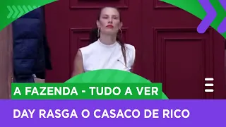 Após discussões, Dayane rasga o casaco de Rico com uma faca | A Fazenda - Tudo a Ver