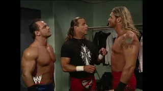 Chris Benoit, Shawn Michaels and Edge backstage: Raw, Oct. 11, 2004
