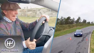 The Slalom challenge in the Tesla Model Y | Fifth Gear