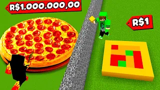 PIZZA de R$1.000.000,00 vs PIZZA de R$1,00 na BATALHA DE CONSTRUÇÃO do MINECRAFT