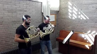 Beethoven’s 8th Symphony, two horns solo.