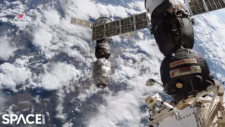 Pirs docking compartment departs space station in stunning time-lapse